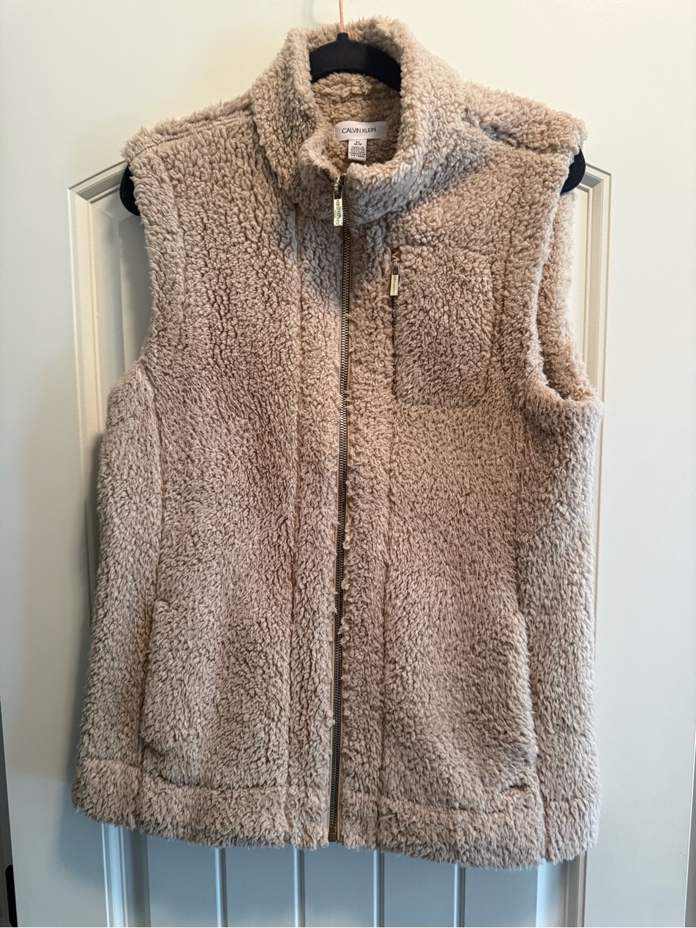 Calvin Klein Taupe Sherpa Zip Vest